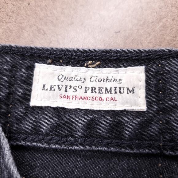 Levis Premium Loose Straight Jeans Women 28 Black Cropped Frayed Hem Retro Boho - Picture 9 of 13